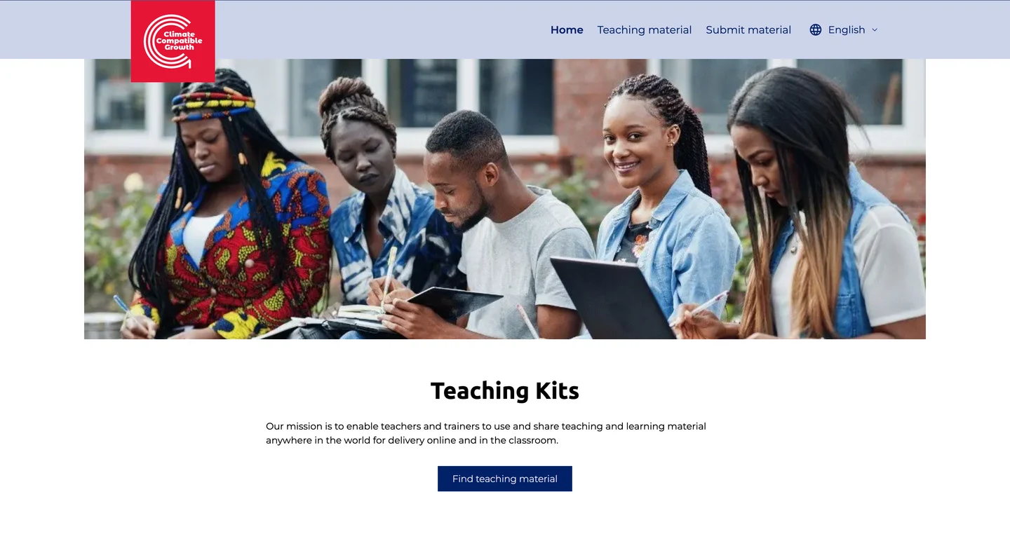 Climate Compatible Growth website showing its teaching kits and curriculum resources